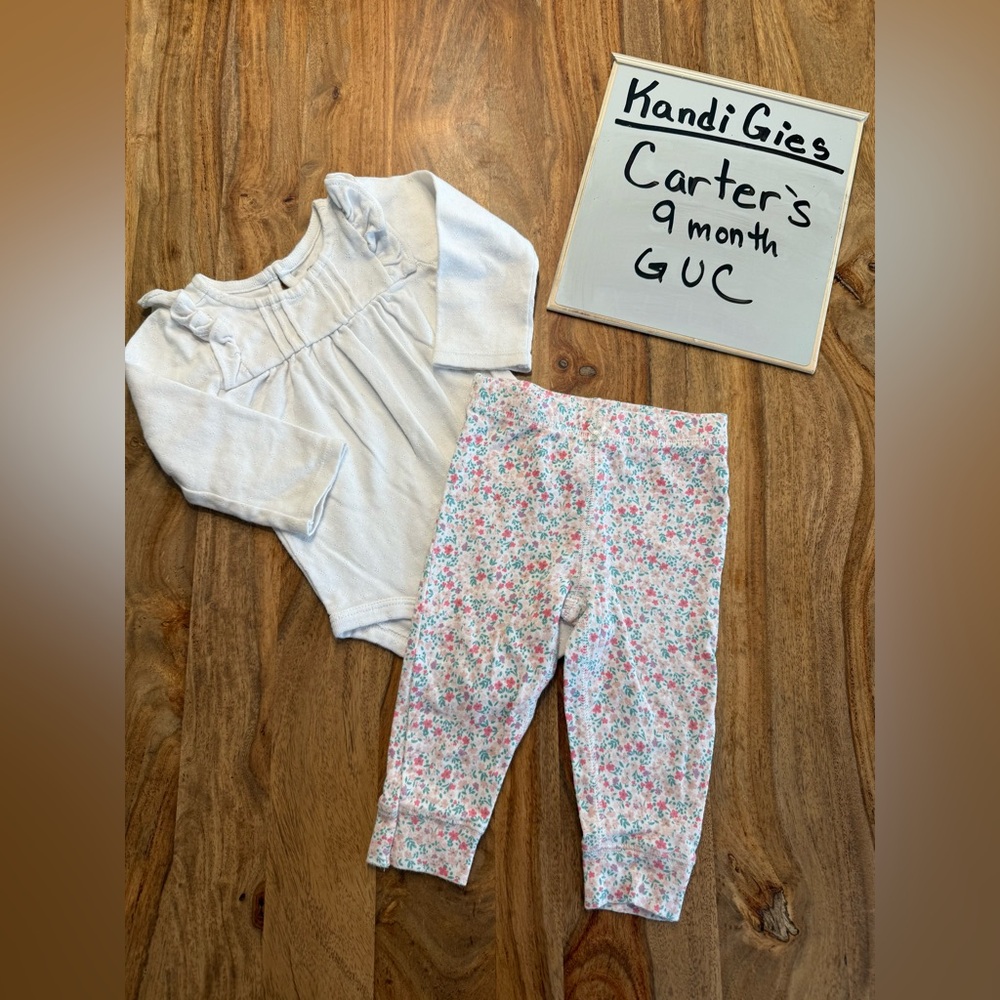 Carter's White Top and Floral Pants Set